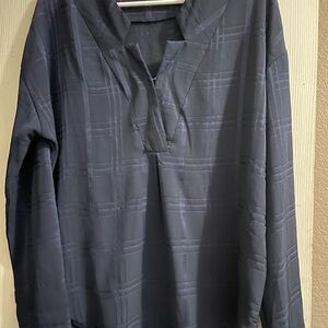 Navy Plaid Button-Up Shirt